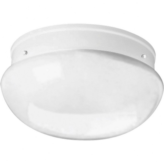 Progress Lighting Fitter Collection 2 light Flush Mount Brushed Nickel White Glass Shade