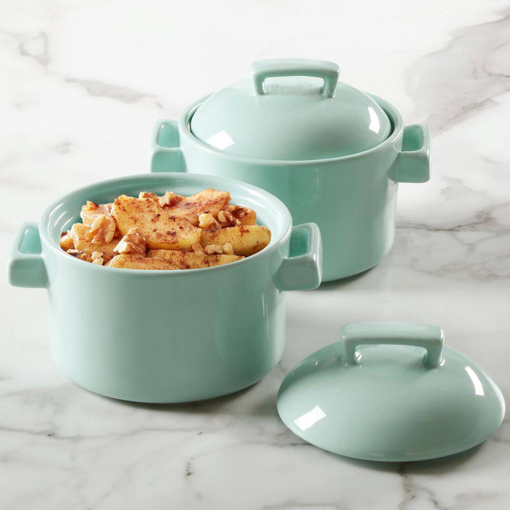 MARTHA STEWART 2-Piece 6 Inch Mint Casserole and Lid Bakeware Set 985118734M