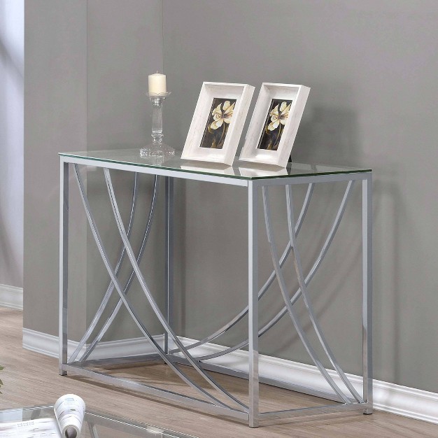 Lille Console Sofa Table With Glass Top Chrome Coaster