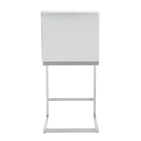 TOV Helsinki White Stainless Steel Counter Stools (Set of 2)