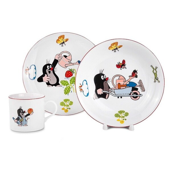 3Piece Krtek Mole Cartoon Dinnerware Set