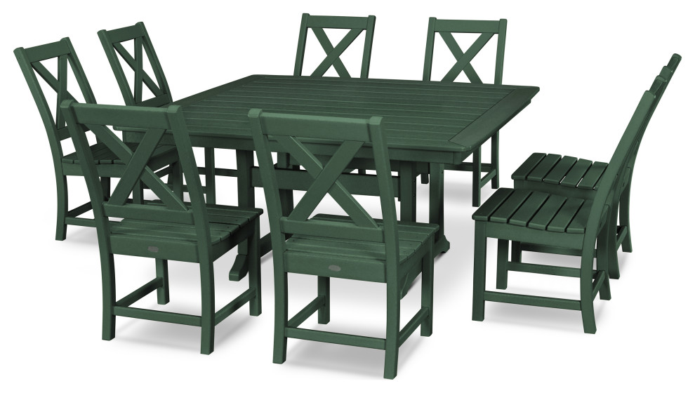 POLYWOOD Braxton 9 Piece Nautical Trestle Dining Set   Contemporary   Outdoor Dining Sets   by POLYWOOD  Houzz