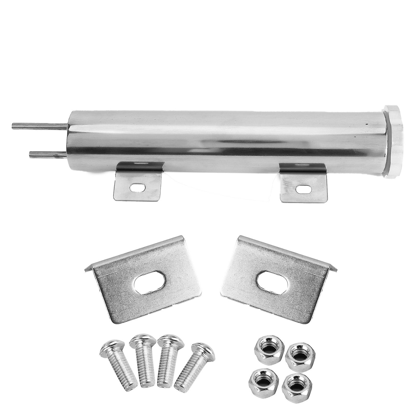 2x10in Stainless Steel Radiator Overflow Tank Recovery Bottle With Mounting Accessories Universal