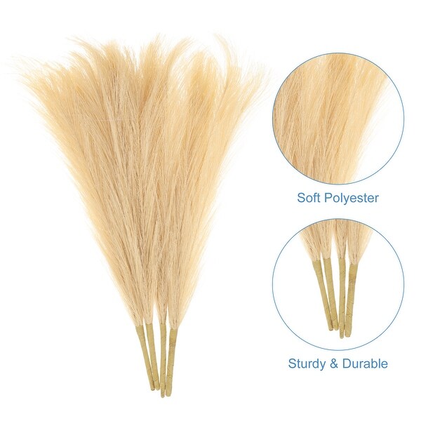 4pcs Faux Pampas Grass 17 Inch 6 Stem Artificial Grass for Decor