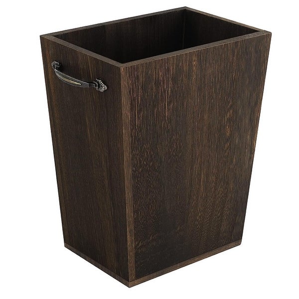 Wood Trash Can with Metal Handle