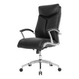 Modern Comfort Verismo Bonded Leather High-Back Executive Chair， Black/Chrome， BIFMA Certified