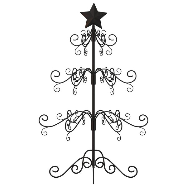 vidaXL Christmas Tree Modern Metal Ornament Tree Stand for Decoration Black