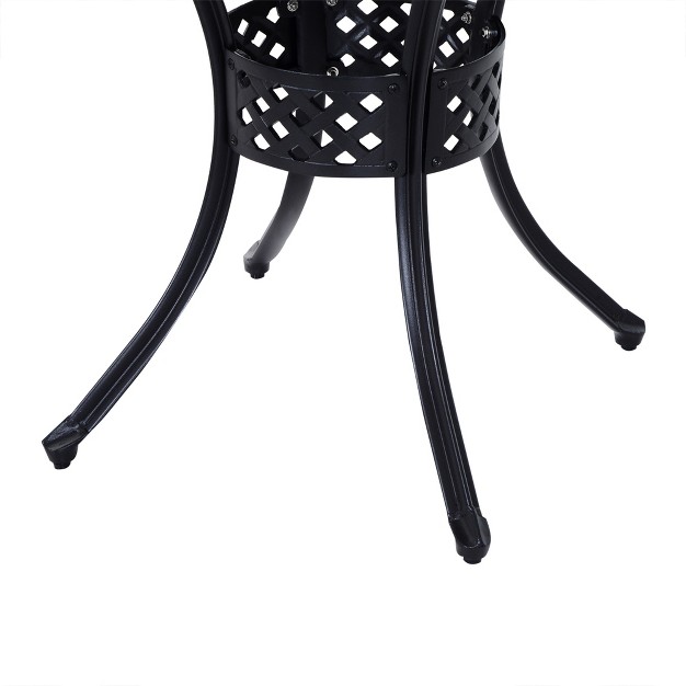 Patio Dining Table Round Cast Aluminium Outdoor Bistro Table With Umbrella Hole Black