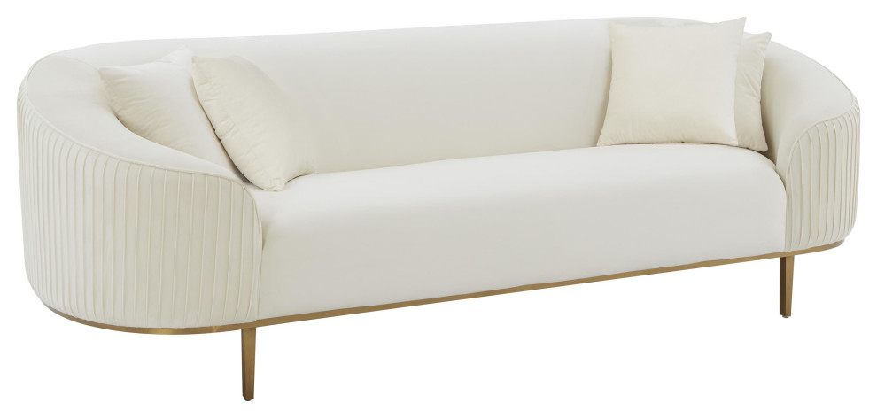 Michelle Velvet Pleated Sofa by Inspire Me Home Decor   Contemporary   Sofas   by TOV Furniture  Houzz