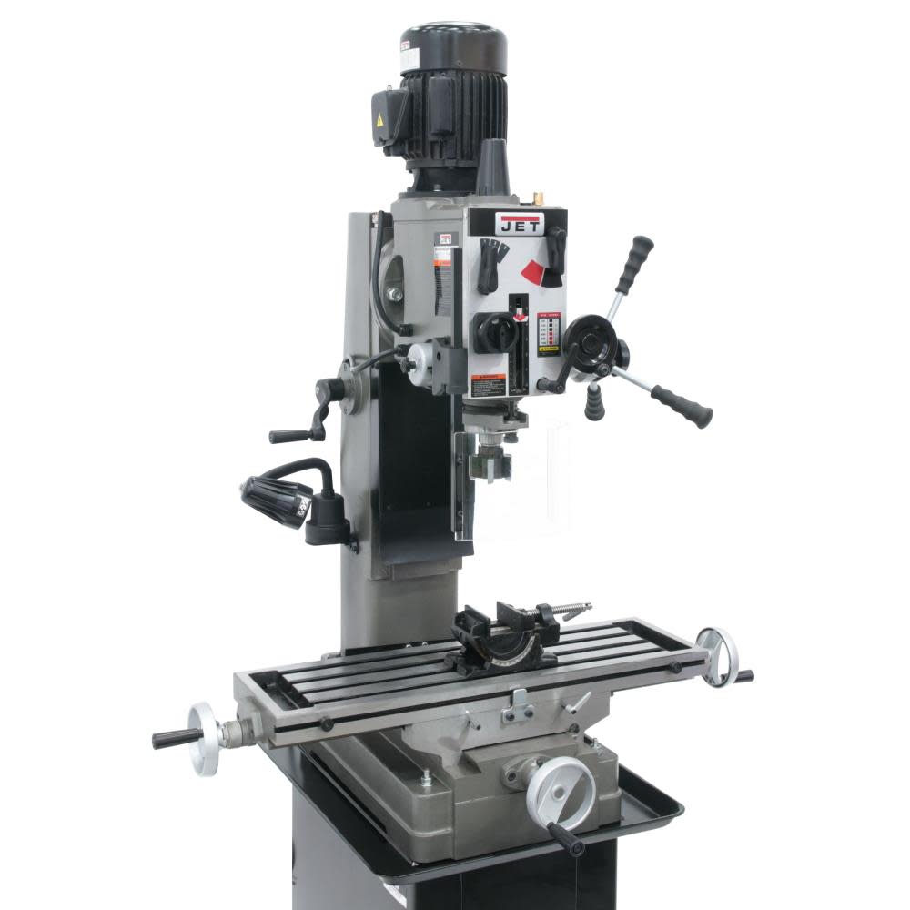 JET Geared Head Square Column Mill/Drill with Newall DP700 2-Axis DRO and X-Powerfeed 351151 from JET