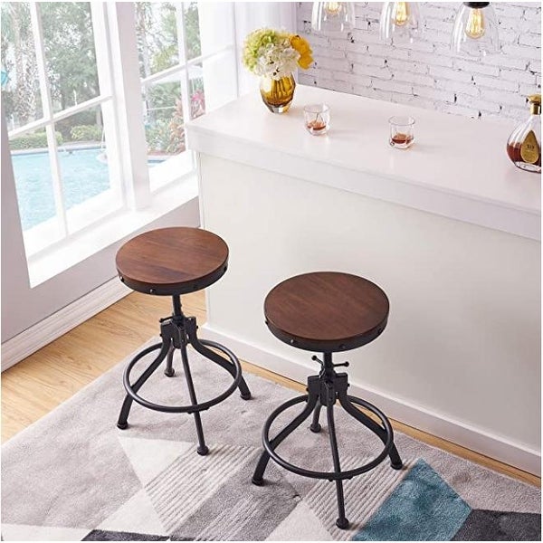 Bar Stools Set of 2 - Adjustable Barstools with Back and Footrest， Counter Height Bar Chairs for Kitchen， Pub -Green