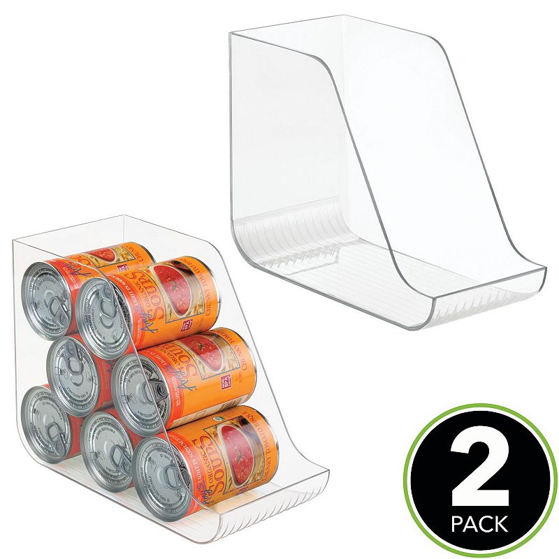 mDesign 10.98 x 5.44 x 8.41 Plastic Can Organizer Bin For Kitchen and Fridge Storage， 2 Pack