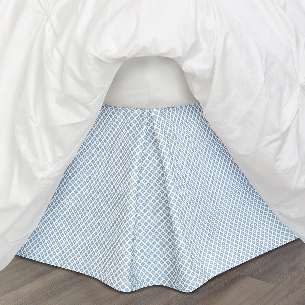 French Blue Diamonds Bed Skirt