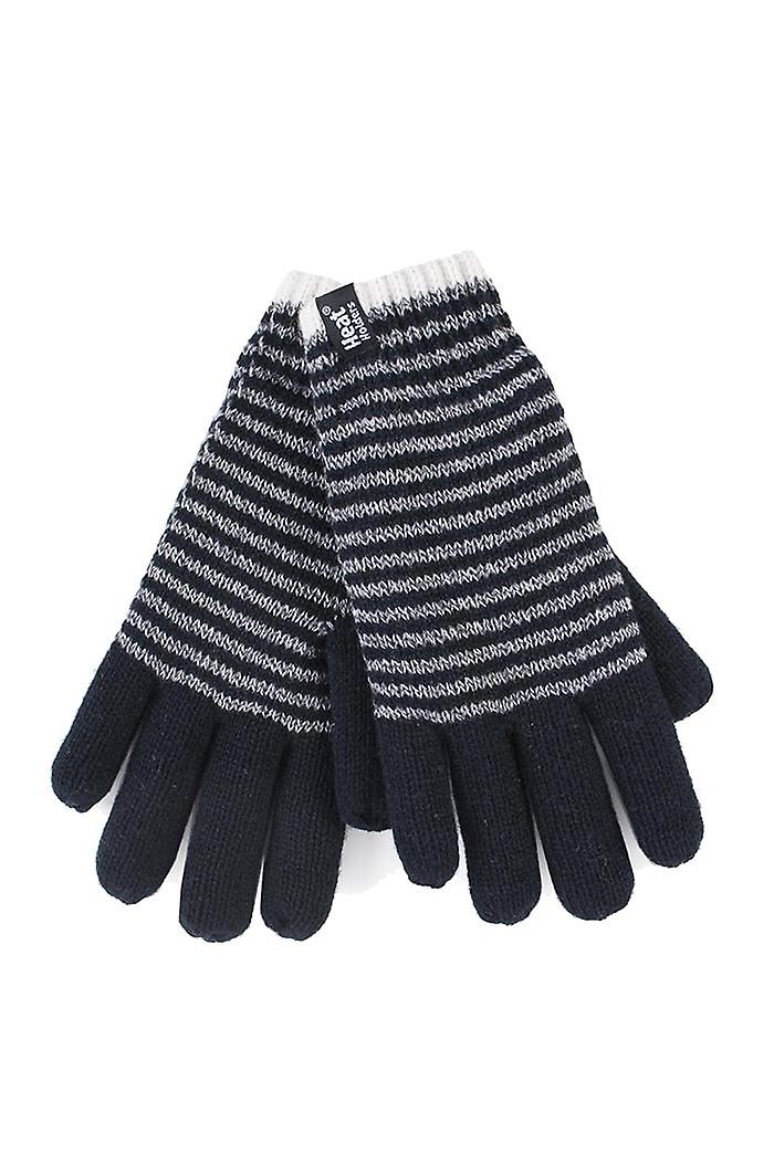 Womens striped fleece lined thermal gloves