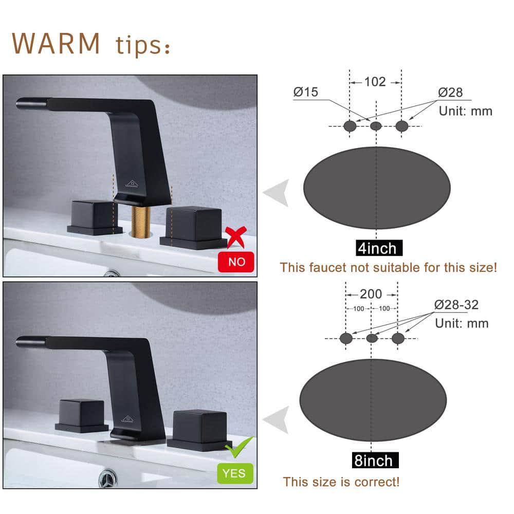 CASAINC 8 in Widespread Double Handle Bathroom Faucet in Matte Black