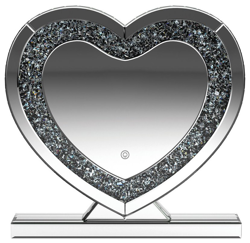 Coaster Euston Contemporary Glass Heart Shape Table Mirror in Silver   Contemporary   Side Tables And End Tables   by Homesquare  Houzz