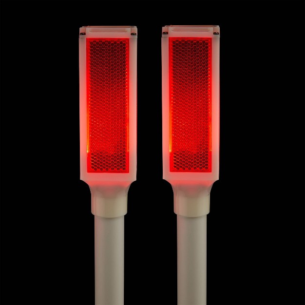 Set Of 2 Tall Outdoor Solar Powered Driveway Markets With Led Lights White red Alpine Corporation