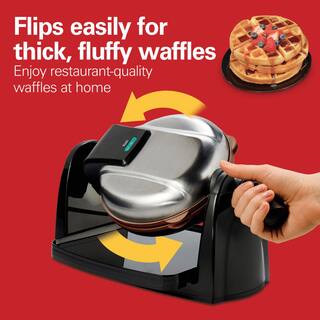 Hamilton Beach Durathon 800 W Single Waffle Stainless Steel Belgian Waffle Maker 26133