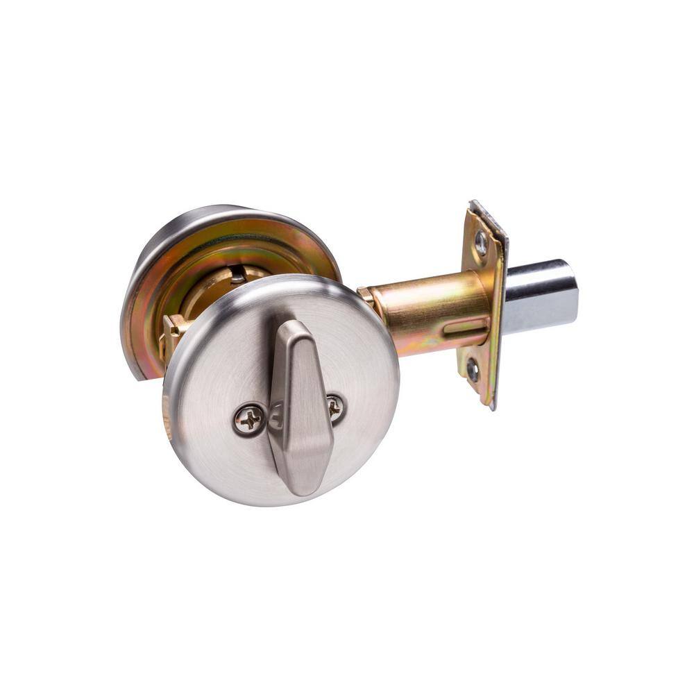 Taco ECB Satin Stainless Steel Grade 3 Cylindrical Entry Door Knob 2-34in Backset Lockset and Single Cylinder Deadbolt Combo DL-ECB53S234DB251-US32D