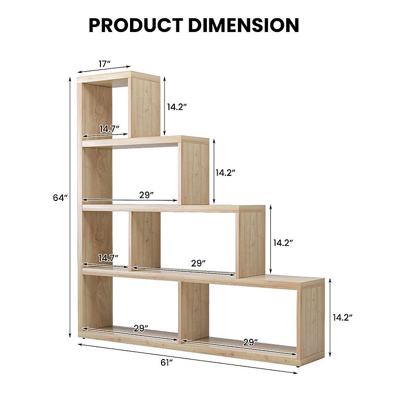 6 Cubes Ladder Shelf Corner Bookshelf Storage Bookcase