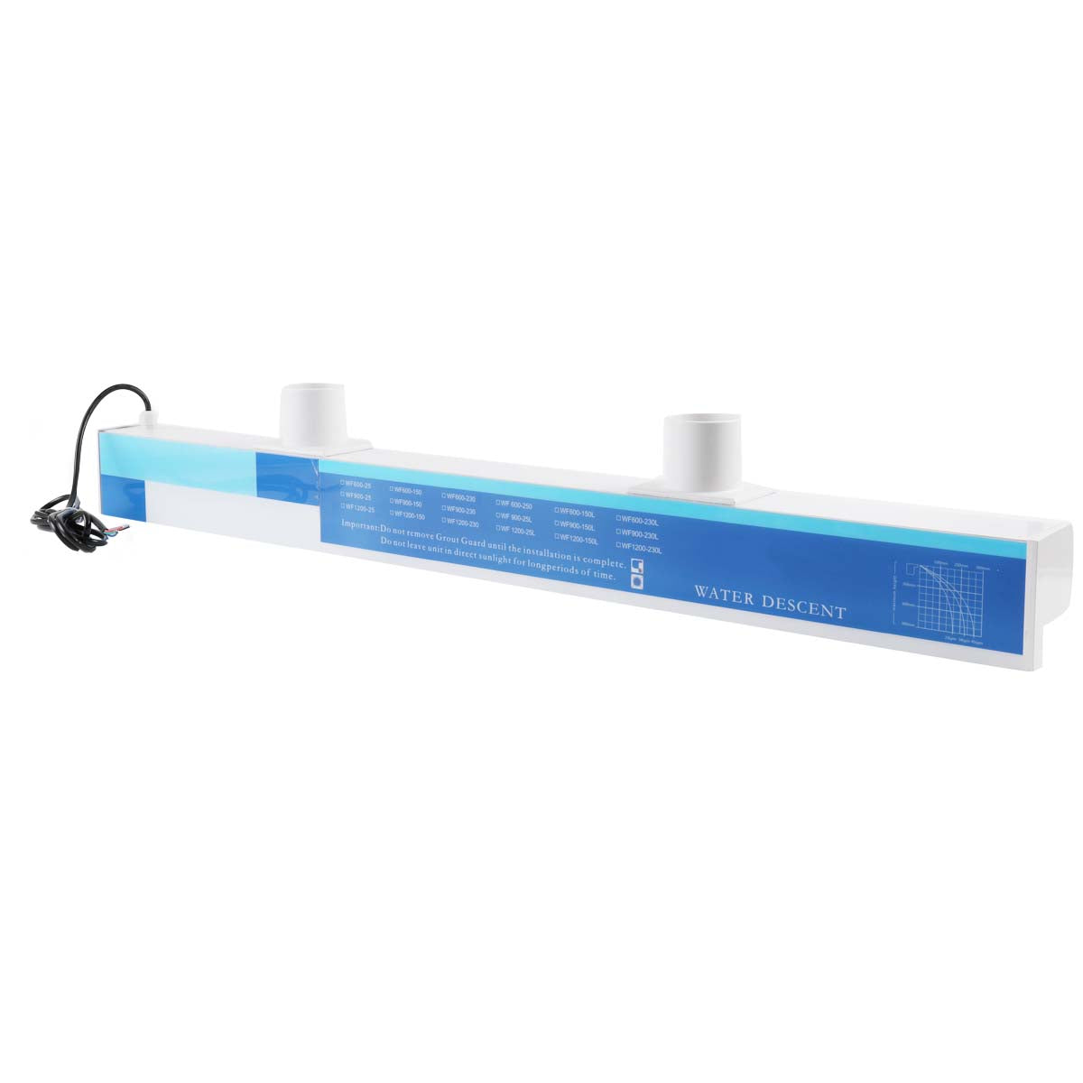 SUDEG Pool Fountain with LED Strip Light Rectangular Pool Waterfall Spillway for Garden(35.7 x 5.4 x 3 inch)