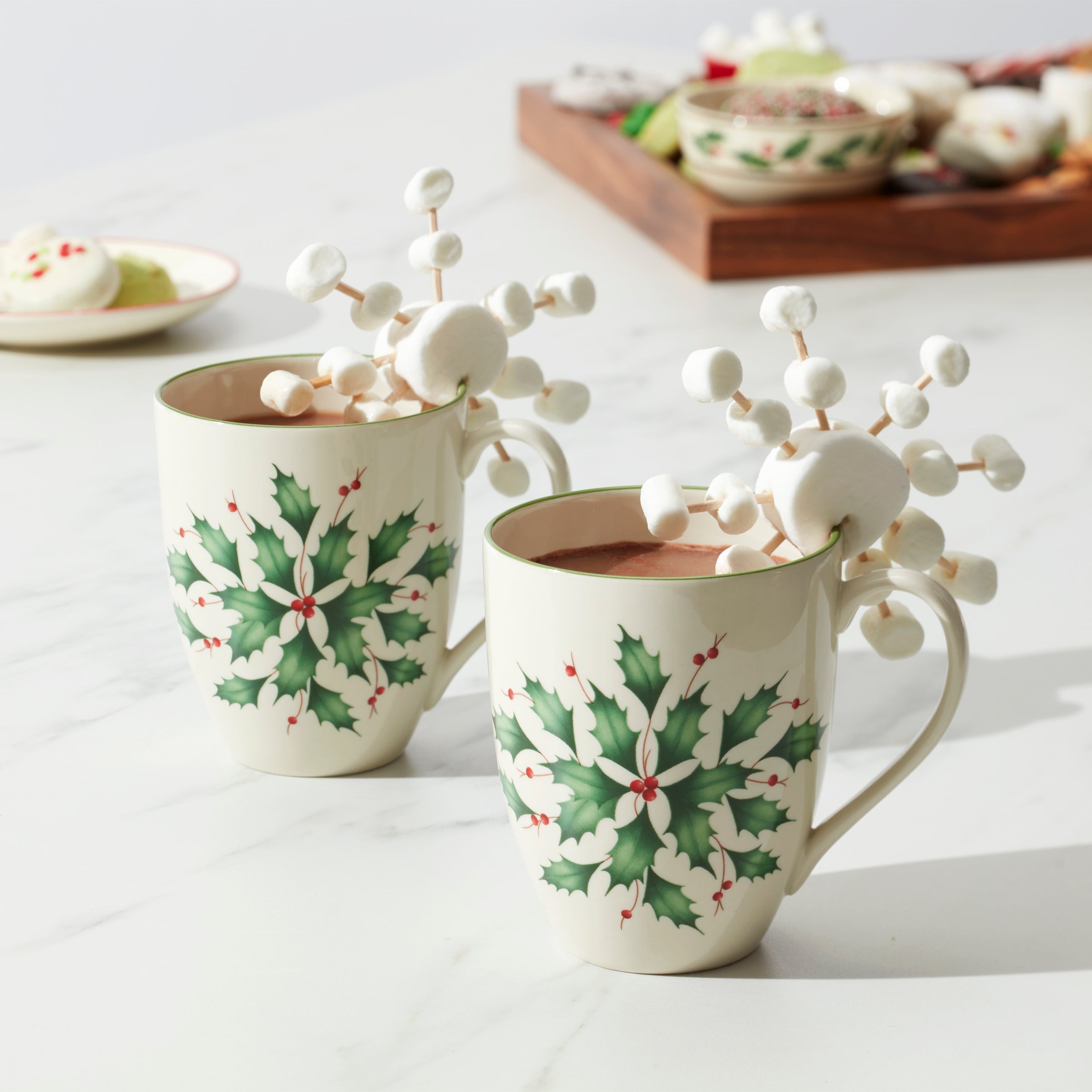 Hosting The Holidays 2-Piece Holly Mug Set