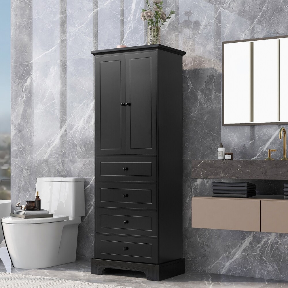 Kitchen Pantry Bathroom Storage Cabinet with Round Metal Handles