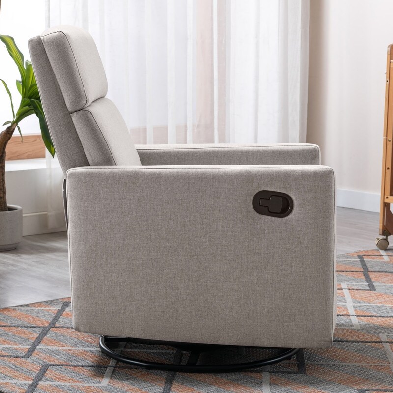 Linen Rocker Plush Seating Glider Swivel Recliner Chair