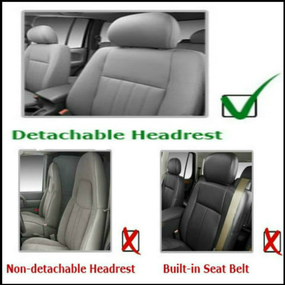 Premium 4pc Front 2 Bucket Semi Custom Fit XL Gray Seat Cover Set 100% Genuine PU Leather Premium Grade