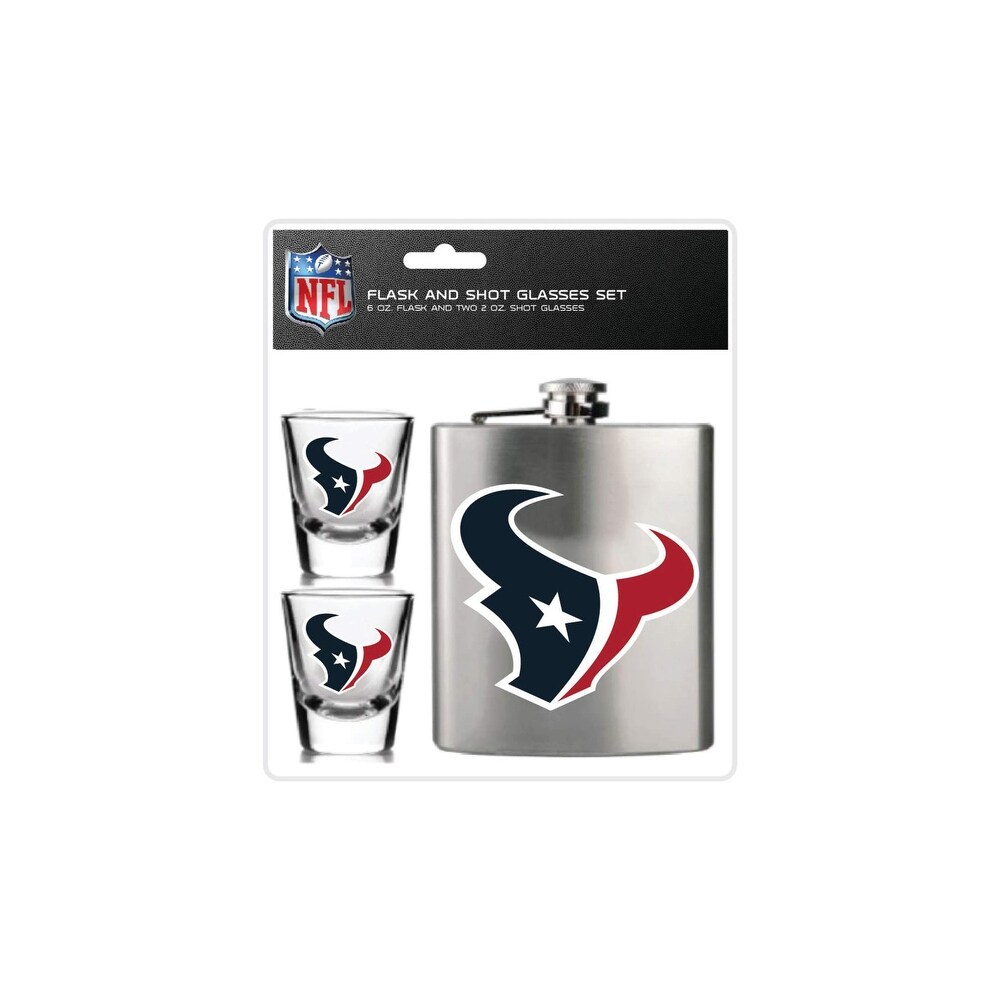 NFL 3pc Flask   Shot Glass Set   Houston Texans