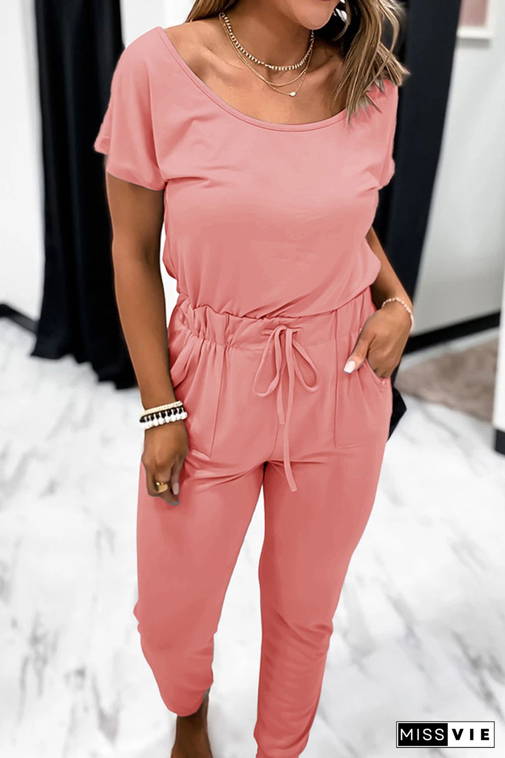 Pink Short Sleeve Jumpsuit