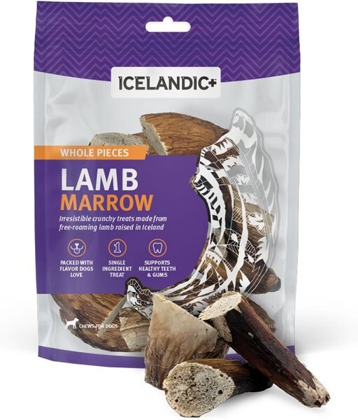 Icelandic+ Lamb Horn Marrow Whole Pieces Dog Treats， 4.5-oz bag