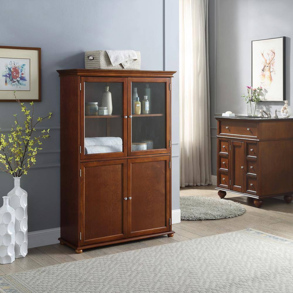 Home Decorators Collection Hampton Harbor 36 in. W x 14 in. D x 52-12 in. H Linen Storage Cabinet in Sequoia BF-21014-SQ