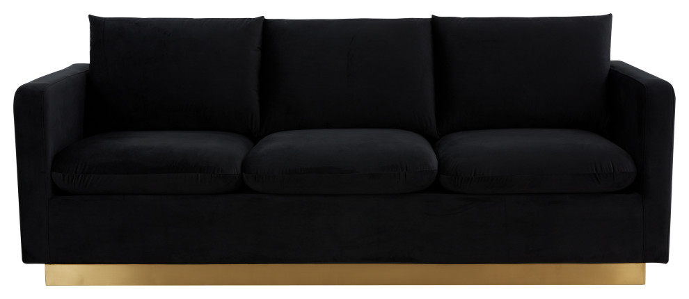 LeisureMod Nervo Modern Velvet Sofa With Gold Base   Contemporary   Sofas   by LeisureMod  Houzz