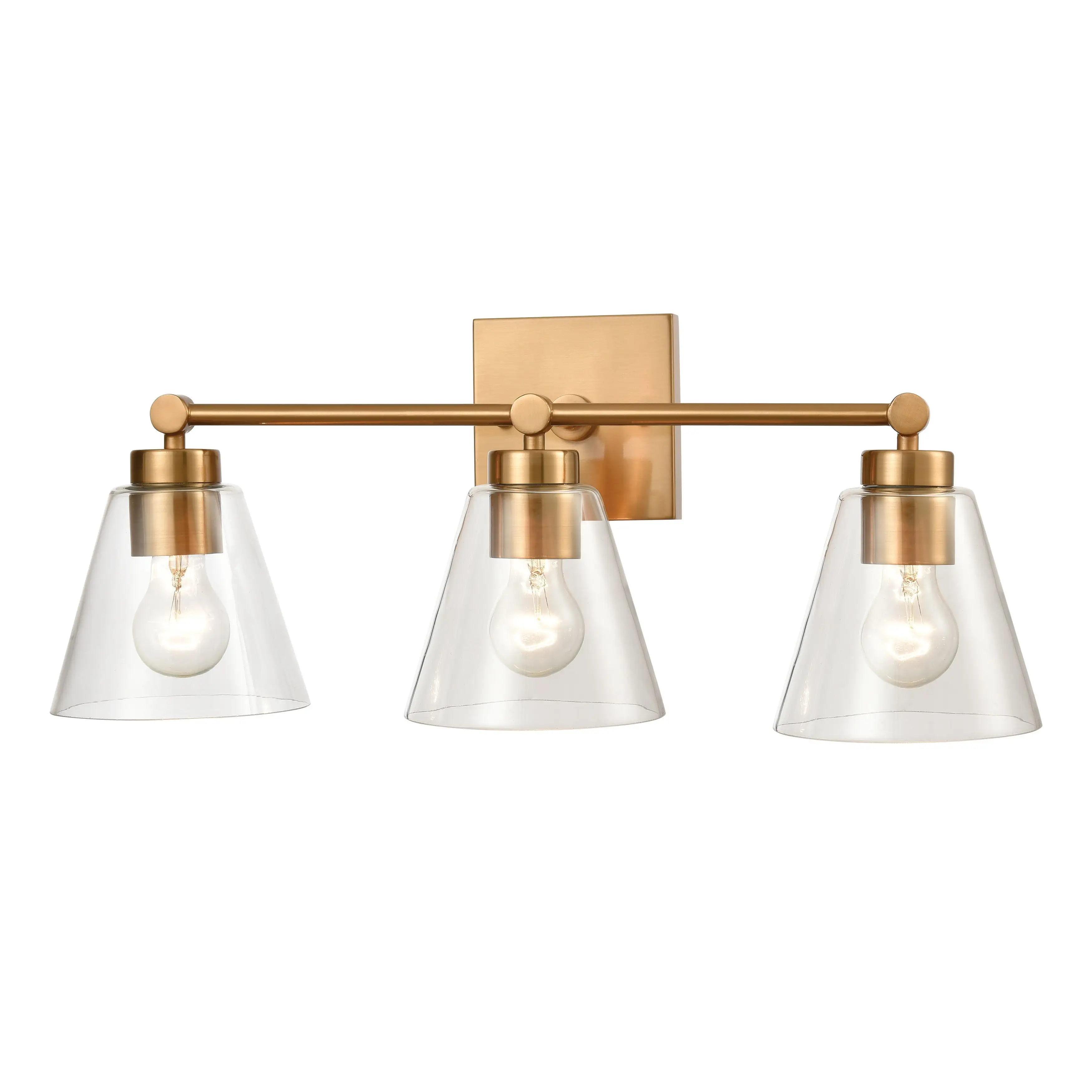 East Point 3-Light Vanity Light in Satin Brass with Clear Glass