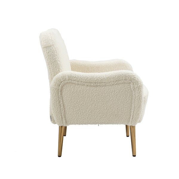 Modern Elegant Teddy Fabric Accent Chair， Living Room Chair / Leisure Single Sofa with Golden Feet