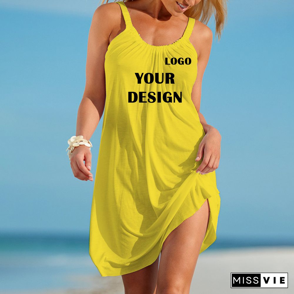 Custom Beach Dress Make Your Own Design Logo Text Women Print Original Design High Quality Gift Dress Free Shipping Size S 5Xl