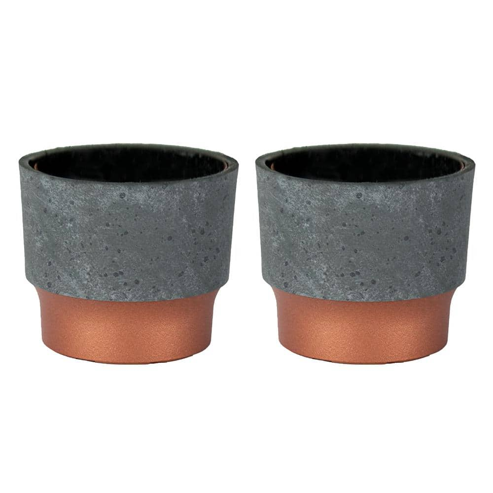 THE HC COMPANIES 3 in. Sprite Succulent Planter Pot， Faux Concrete Copper (2-Pack) 2 x SSP03000K20C040LRCOY