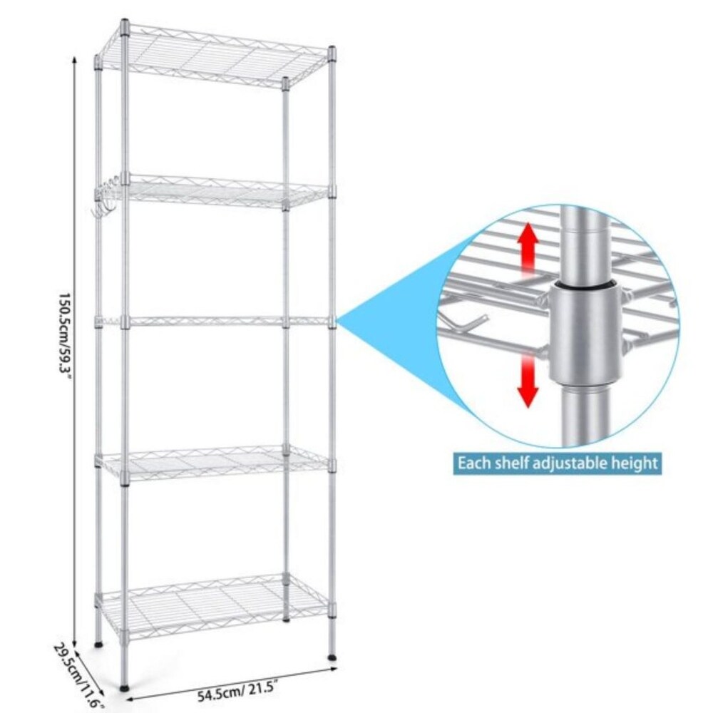 5 Tier Heavy Duty Adjustable Wire Shelving