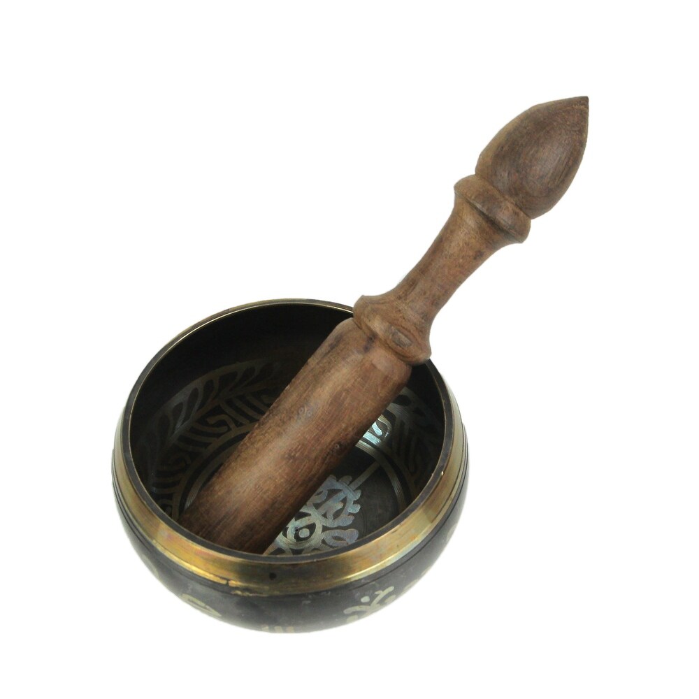 Brass Tibetan Meditation Singing Bowl With Wooden Mallet 4 Inch   2.25 X 4 X 4 inches