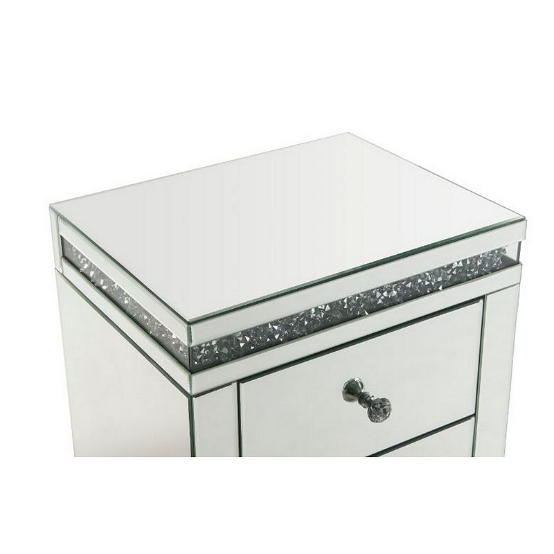 Accent Table with 3 modern storage drawers， White