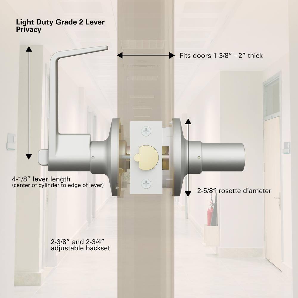 Universal Hardware Universal Hardware Light Duty Commercial Privacy (bedbath) Lever ADA UL 3-Hr Fire ANSI Grade 2 Satin Chrome Finish UH40048