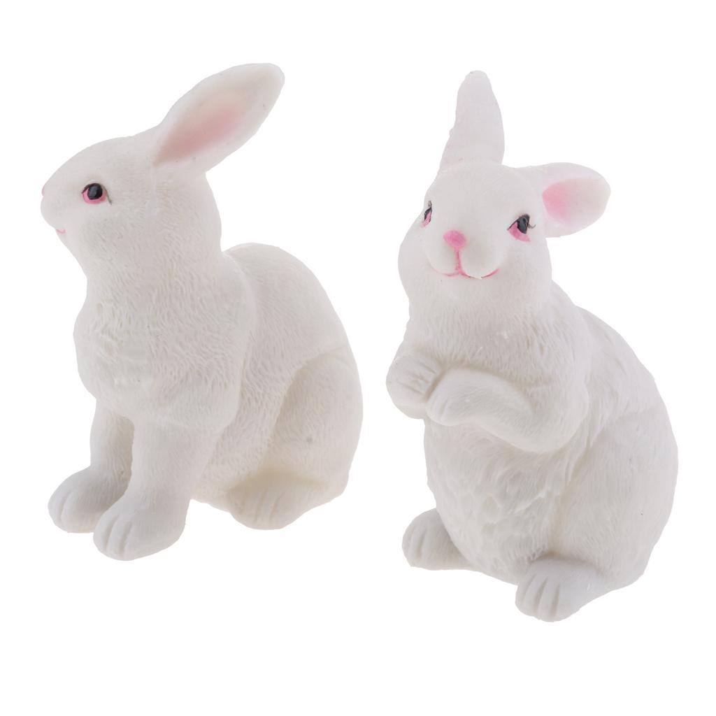 Animal Sculpture Resin Rabbits Figurine Garden Statues Outdoor Scene, Pack Of 2pcs