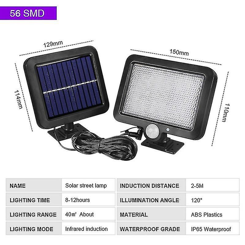 Solar Outdoor Wall Lights， 56 Led 3 Lighting Modes Solar Powered Security Lamp Motion Sensor Waterpr