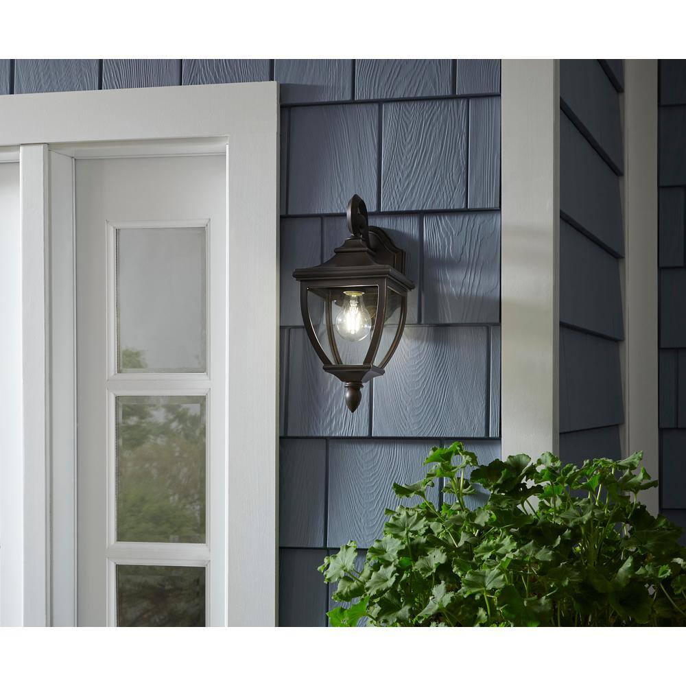 Home Decorators Collection 1-Light Oil-Rubbed Bronze Outdoor 6.5 in. Wall Lantern Sconce with Clear Glass 23461