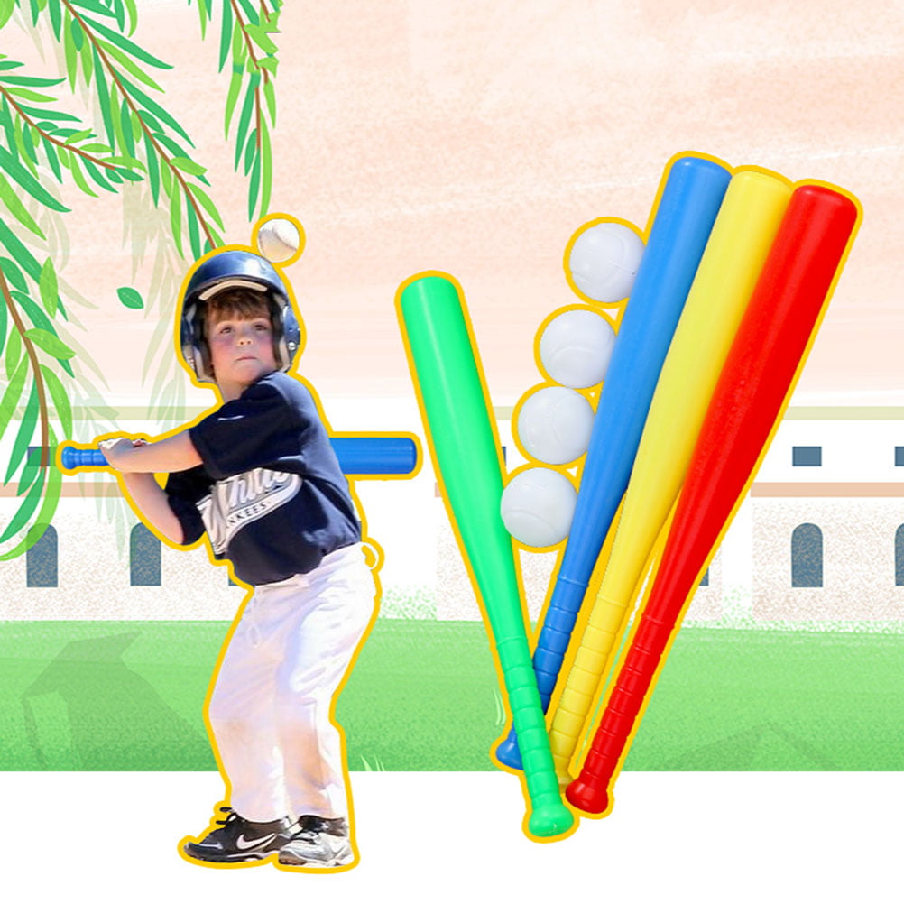 NUOLUX 1 Set Plastic Baseball Set Best Sports Baseball Set Toy Kit Educational Toys for Toddlers (Random Color, 3pcs Bats+3pcs Baseballs )