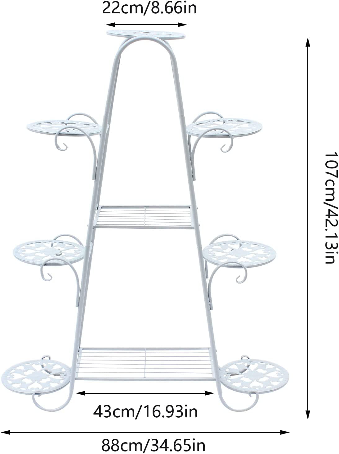 Flkoendmall 9 Tier Metal Plant Stand Garden Decor Planter Holder Flower Pot Shelf Rack White