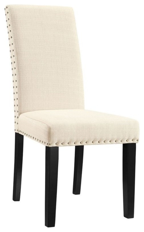 Hawthorne Collections 19.5 quotModern Fabric/Wood Dining Side Chair in Beige   Transitional   Dining Chairs   by Homesquare  Houzz