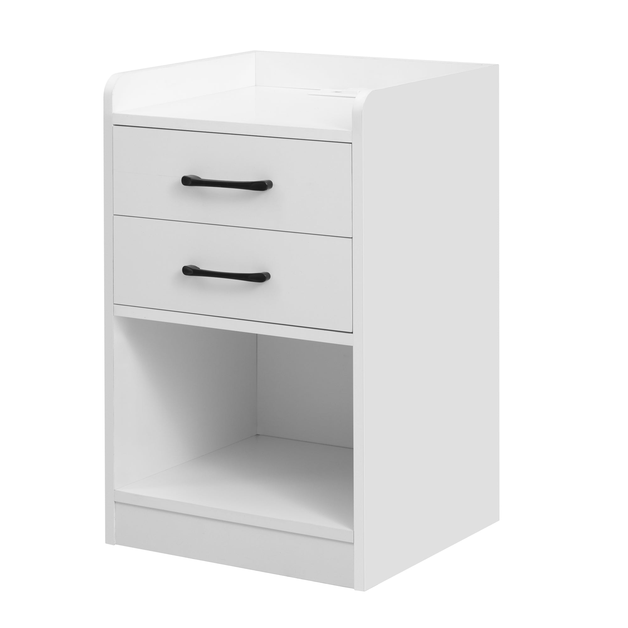 Suzicca Nightstand with 2 Drawers and Cabinet,USB Charging Ports,Wireless Charging and Remote Control -White