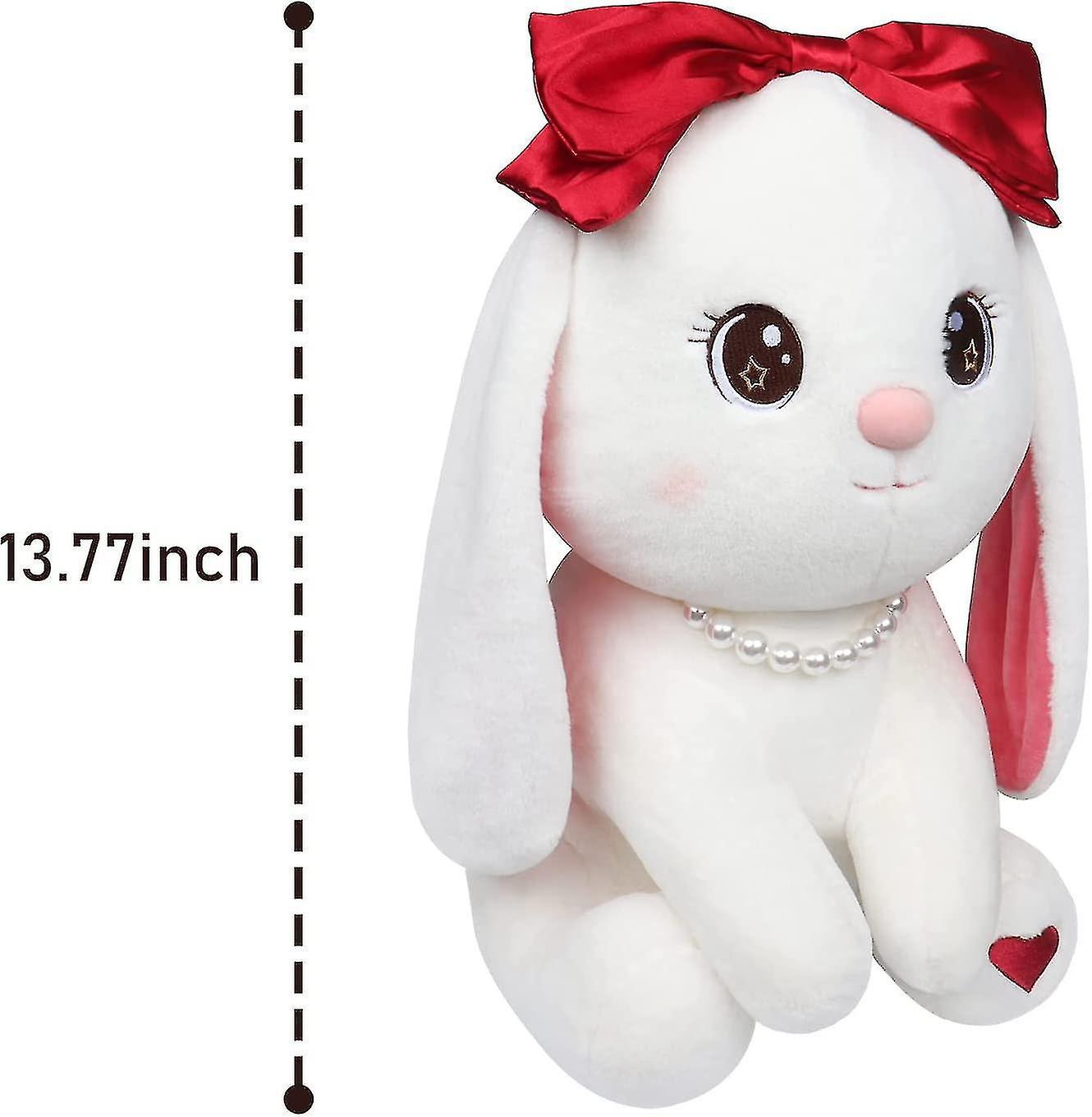 White Bunny Plush Doll， Stuffed Animal Plushie Kawaii Rabbit Pillow Plush Toy Gifts For Boys Girls (